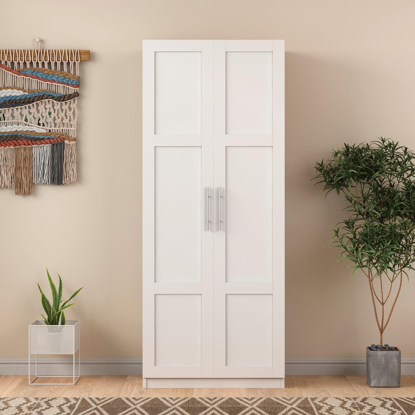 Pantry Cabinet, Kitchen Pantry Storage Cabinets With 2 Door And 3  Shelves, White Pantry Storage Cabinet, Cupboard For Kitchen, Dining Room And Living Room.