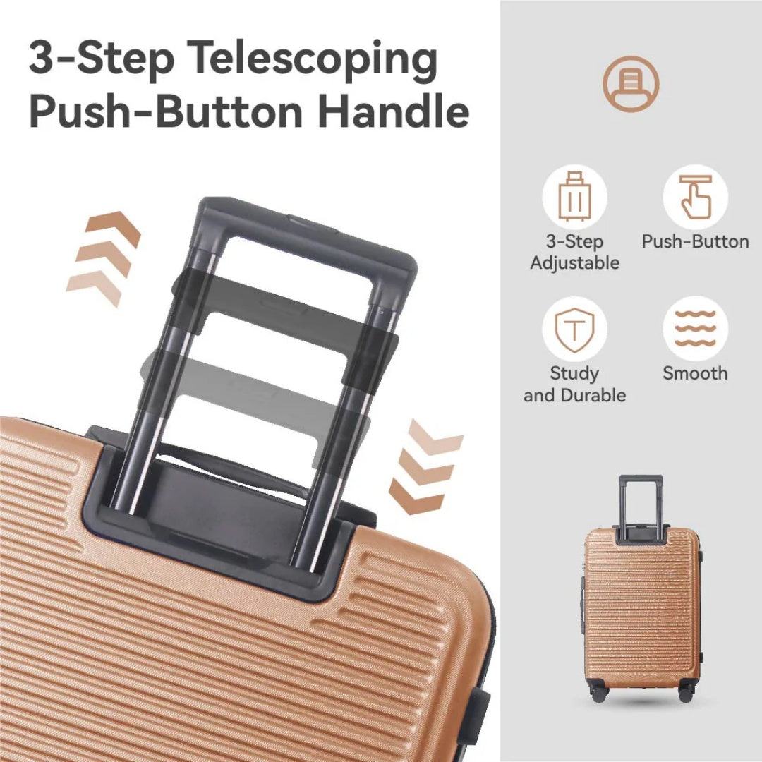 Luggage Sets ABS Hardshell 3pcs Luggage, Lightweight Durable Suitcase Sets Spinner Wheels Suitcase With TSA Lock 20''24''28'' Available Brown