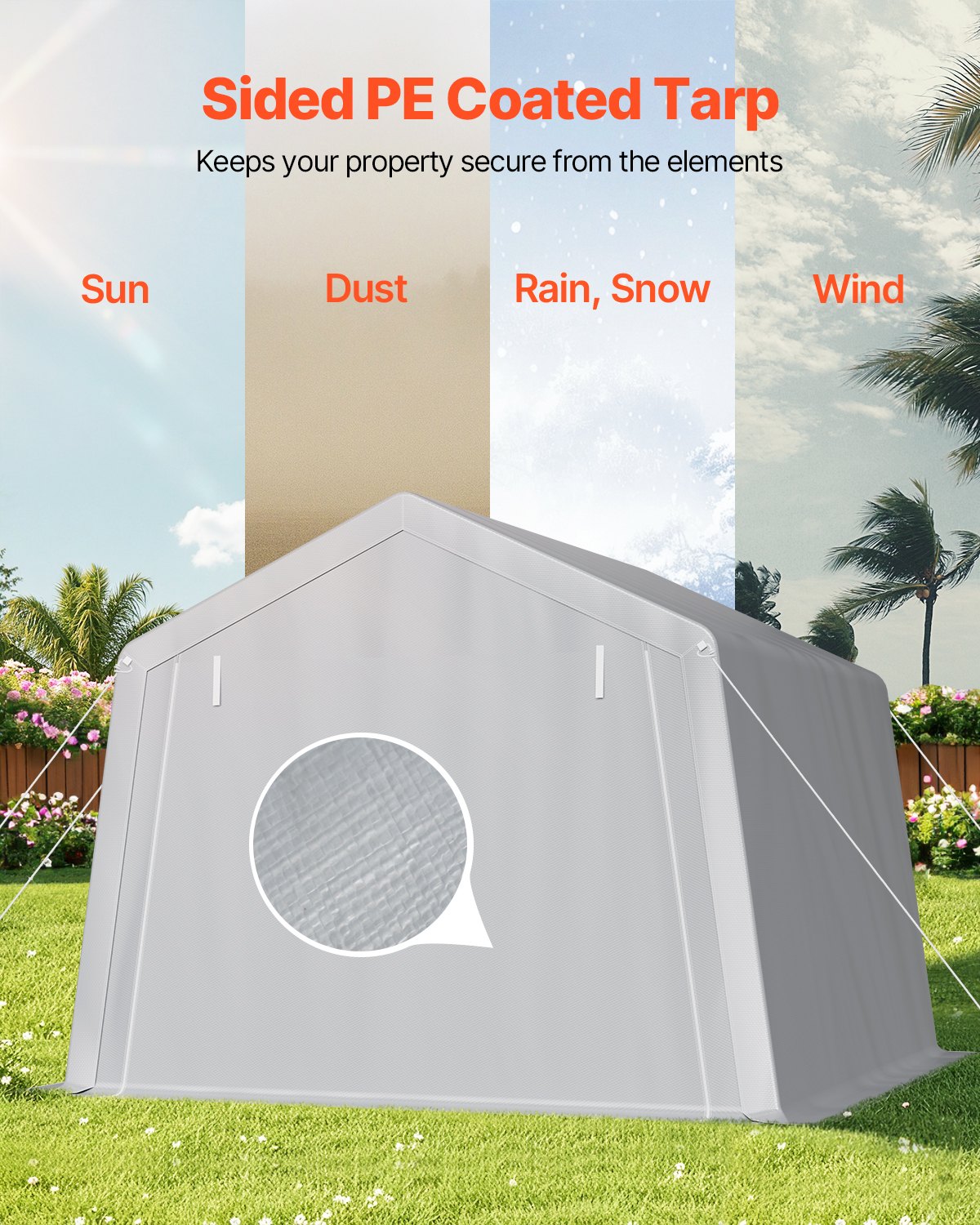 Outdoor Storage Shelter Shed 10x10 Ft Waterproof Portable Canopy Carport Tent