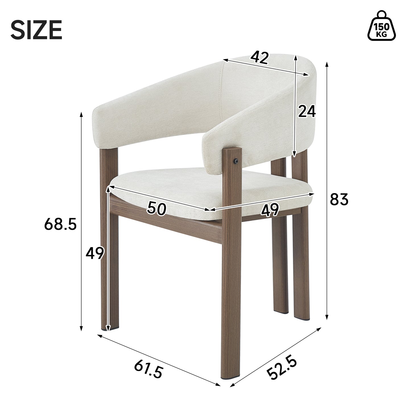 Set Of 4, Metal Chairs, Dining Chairs, Suitable For Homes, Restaurants, Living Rooms, And Cafes, Linen, Walnut Wood Color