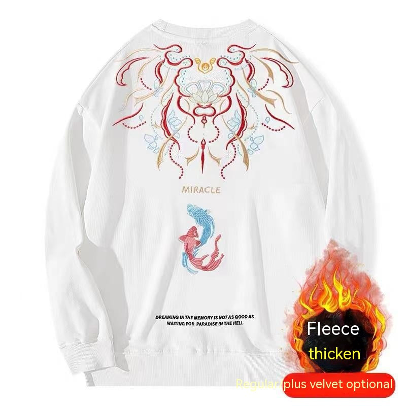 National Fashion Embroidered Long-sleeved Sweater Men