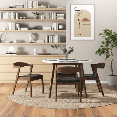 Dakota Solid Wood Black Leather Dining Chair Set Of 2