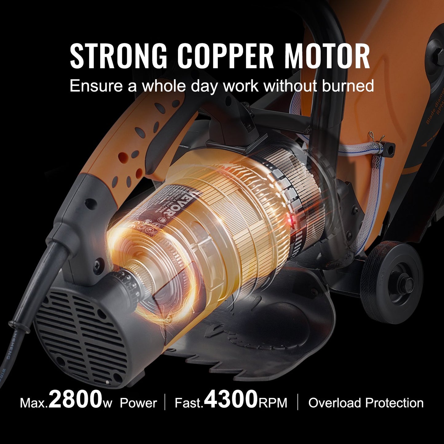 Electric Concrete Saw, 14 In Circular Saw Cutter With 5 In Cutting Depth, Wet/Dry Disk Saw Cutter Includes Water Line, Pump And Blade, For Stone, Brick, Porcelain, Concrete, 3200W/15A Motor