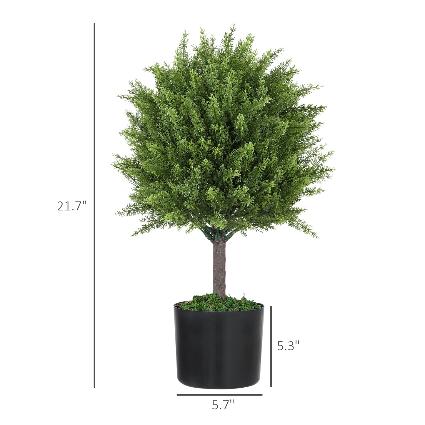 Set Of 2 Decorative Artificial Plants, Cedar Topiary Trees In Pots, Fake Plants For Home Indoor Outdoor Decor