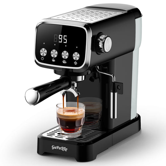 20 BAR Slim Espresso Machine With Milk Frother, Cup Warmer, 43 OZ Detachable Tank, For Espresso, Americano, Latte, Space-Saving, Screen Button, Black, Amazon Resale Prohibited