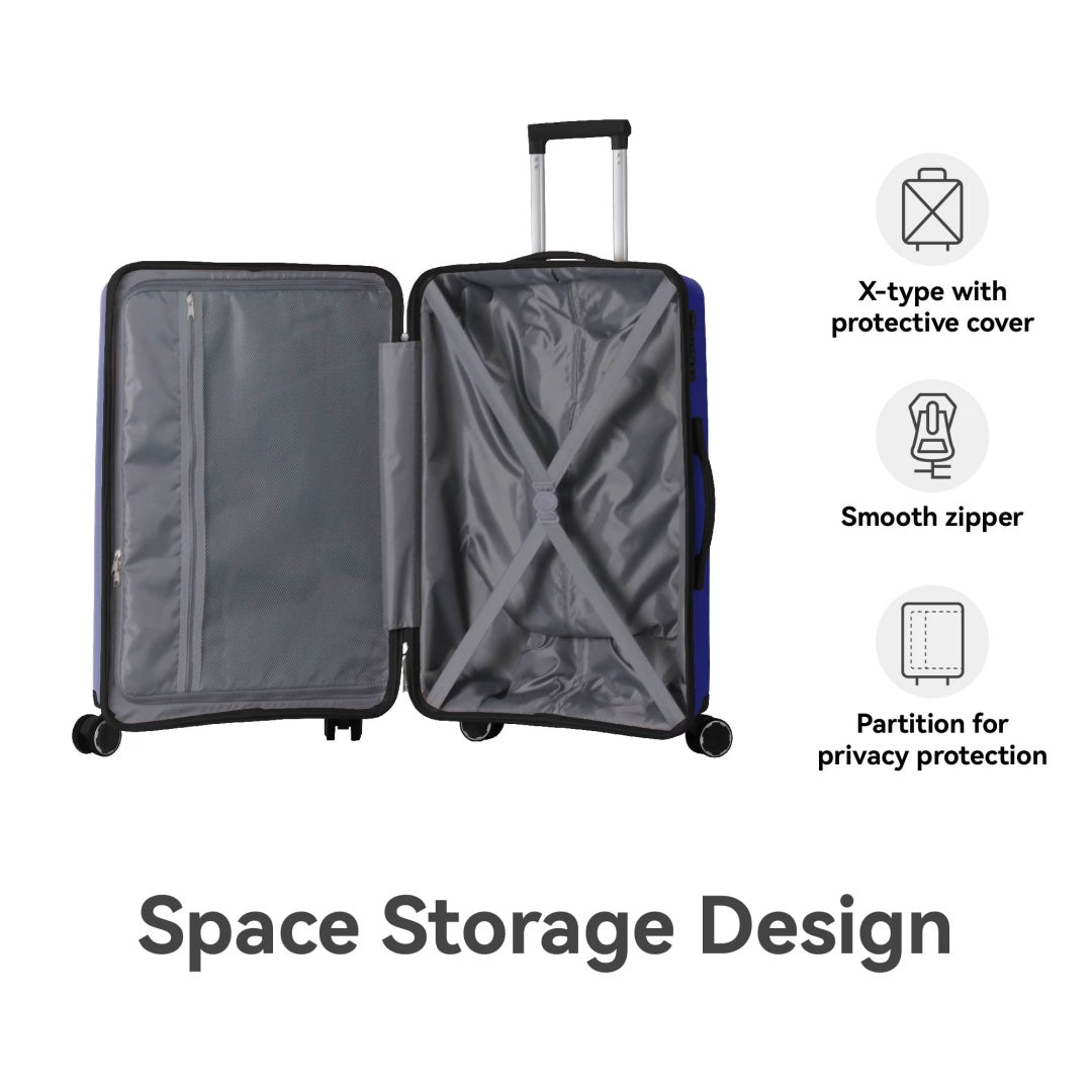 3-Piece Luggage Set Travel Lightweight Suitcases With Rolling Wheels, TSA Lock & Moulded Corner, Carry On Luggages For Business, Trip, 20-24-28, Navy Blue