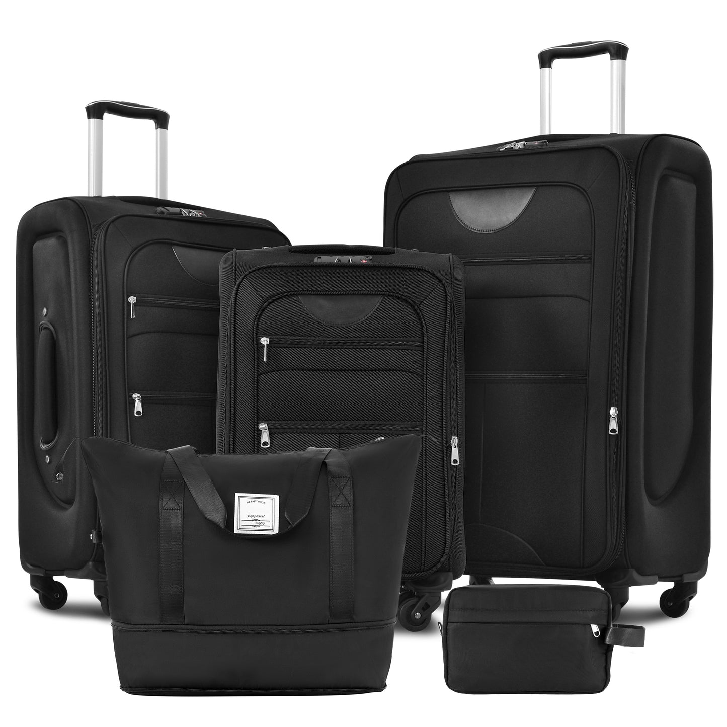 Softside Luggage Expandable 3 Piece Set Suitcase With Duffel Bag Upright Spinner Softshell Lightweight Luggage Travel Set-22-26-30 IN