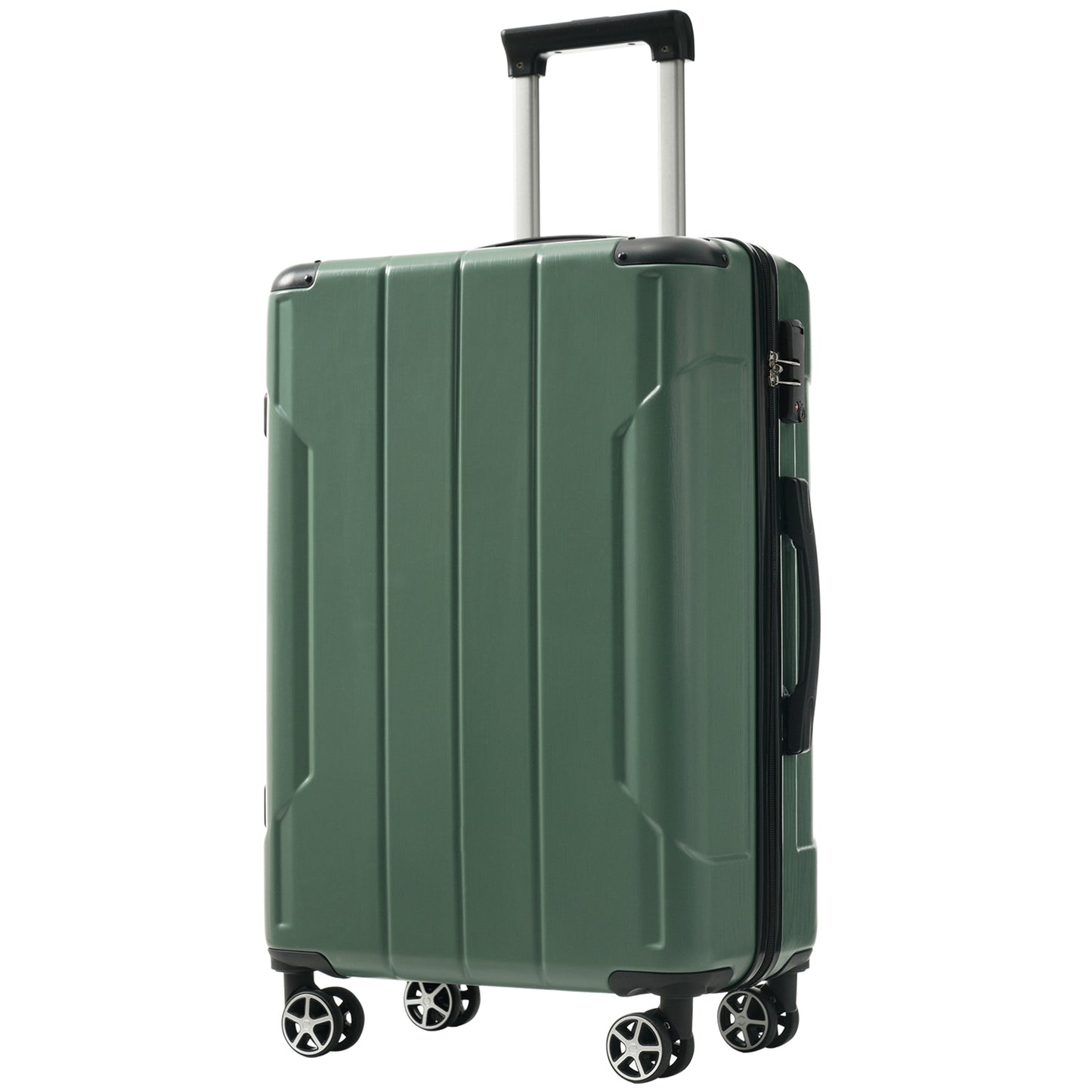 Hardshell Luggage, Lightweight Durable ABS Suitcases With Double Wheels, Expandable 24-inch Checked Luggage 24 Green