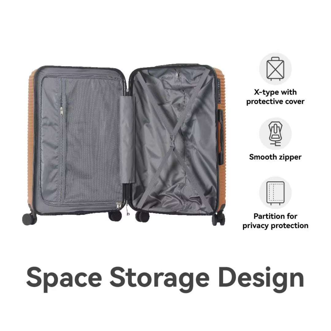 Luggage Sets ABS Hardshell 3pcs Luggage, Lightweight Durable Suitcase Sets Spinner Wheels Suitcase With TSA Lock 20''24''28'' Available Brown