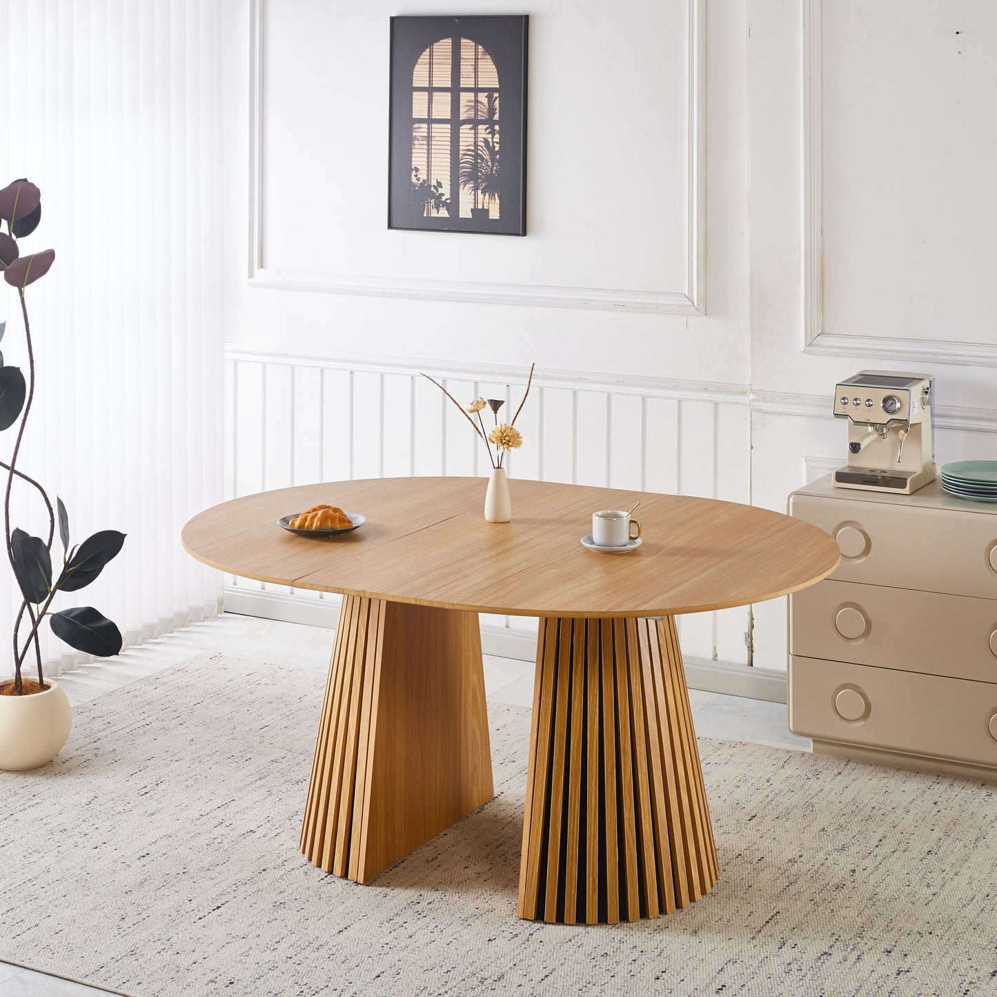 Extendable Table Mid-Century Modern Pedestal Table, Multi-Functional Dining Table For 6-10 People & Large Coffee Table,47.24-78.74INCH LENGTH