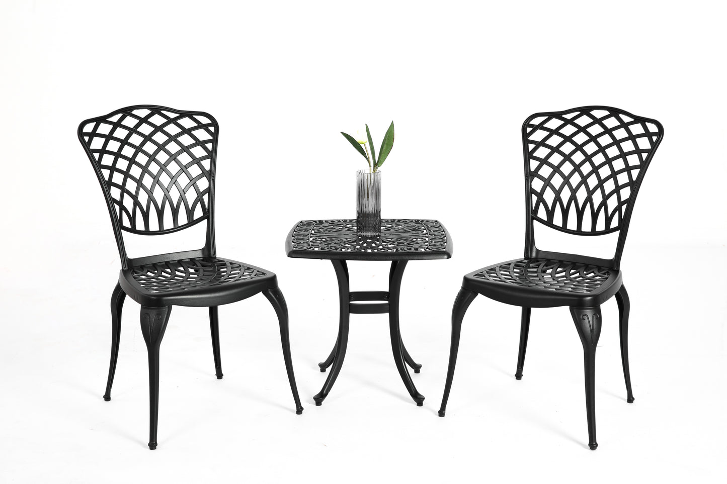 Bistro Set 3 Piece Rustproof Cast Aluminum Patio Furniture Sets 2 Chairs And 1 Round Table Outdoor, Garden, Patio, Balcony, Black
