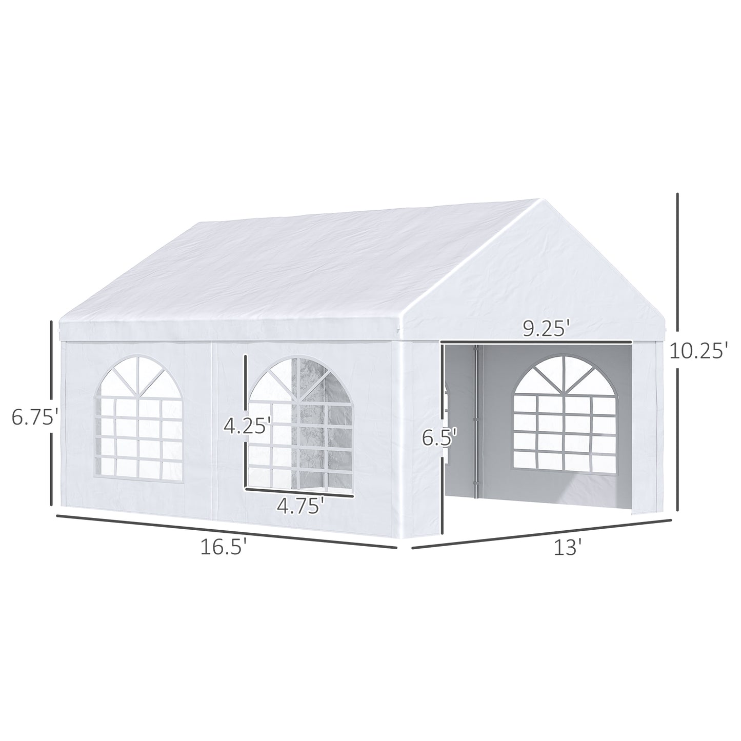 13 x 16.5 ft Heavy Duty Party Tent Outdoor Gazebo Wedding Tent Event Shelter Carport BBQ with Removable Sidewalls & Windows, Outside Waterproof Canopy for Parties, White