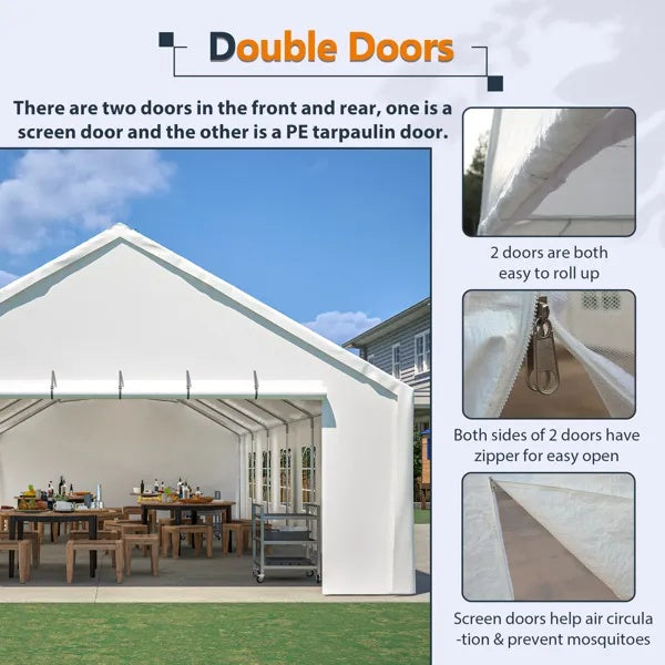 20x40FT Party Tent Heavy Duty, Large Wedding Event Shelters With 3 Carry Bags & Removable Sidewalls, Outdoor Canopy Gazebo Commercial Tents For Parties Carport Camping Garden Patio