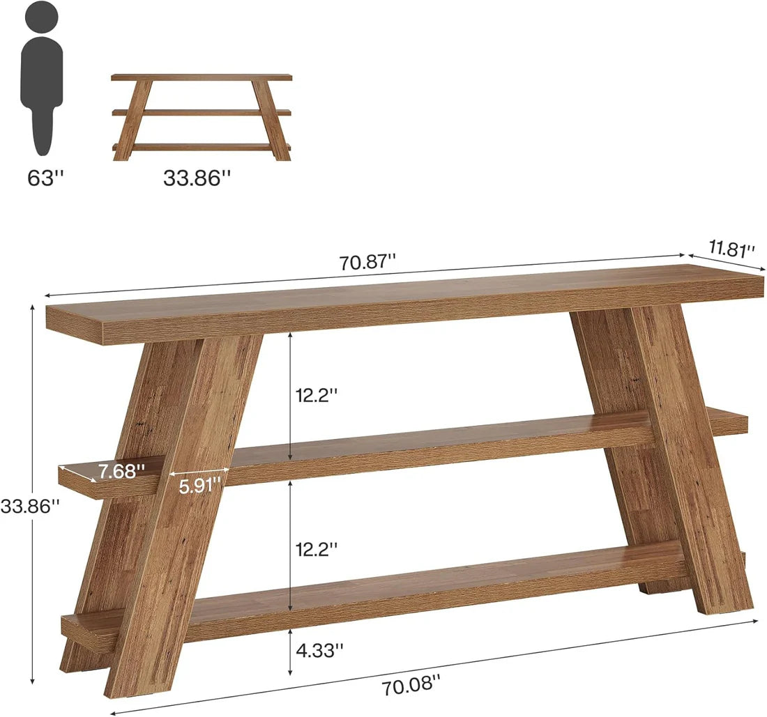 Slim Storage Side Table,3-Tier Console Table,Sofa Table