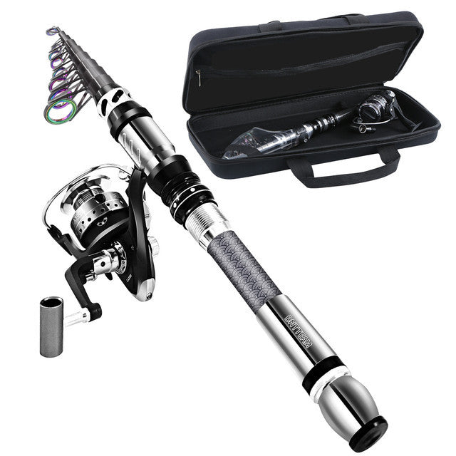 BNTTEAM New Fishing Spinning Reel Rod Combos Carbon Telescop