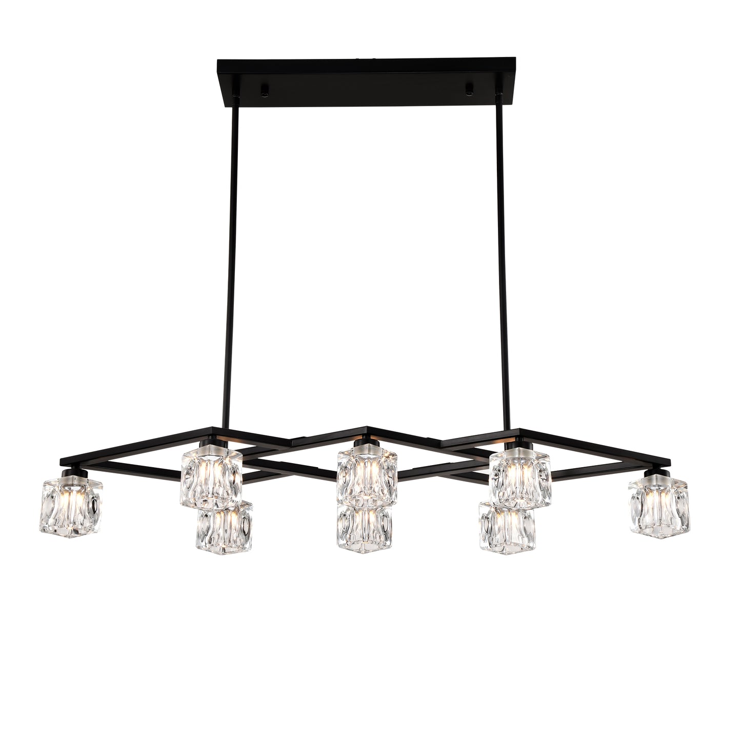 Matte Black Crystal Chandelier For Dining Room, 8-Light Kitchen Chandelier Light Fixture Modern Metal Industrial Chandeliers For Farmhouse Entryway Living Room