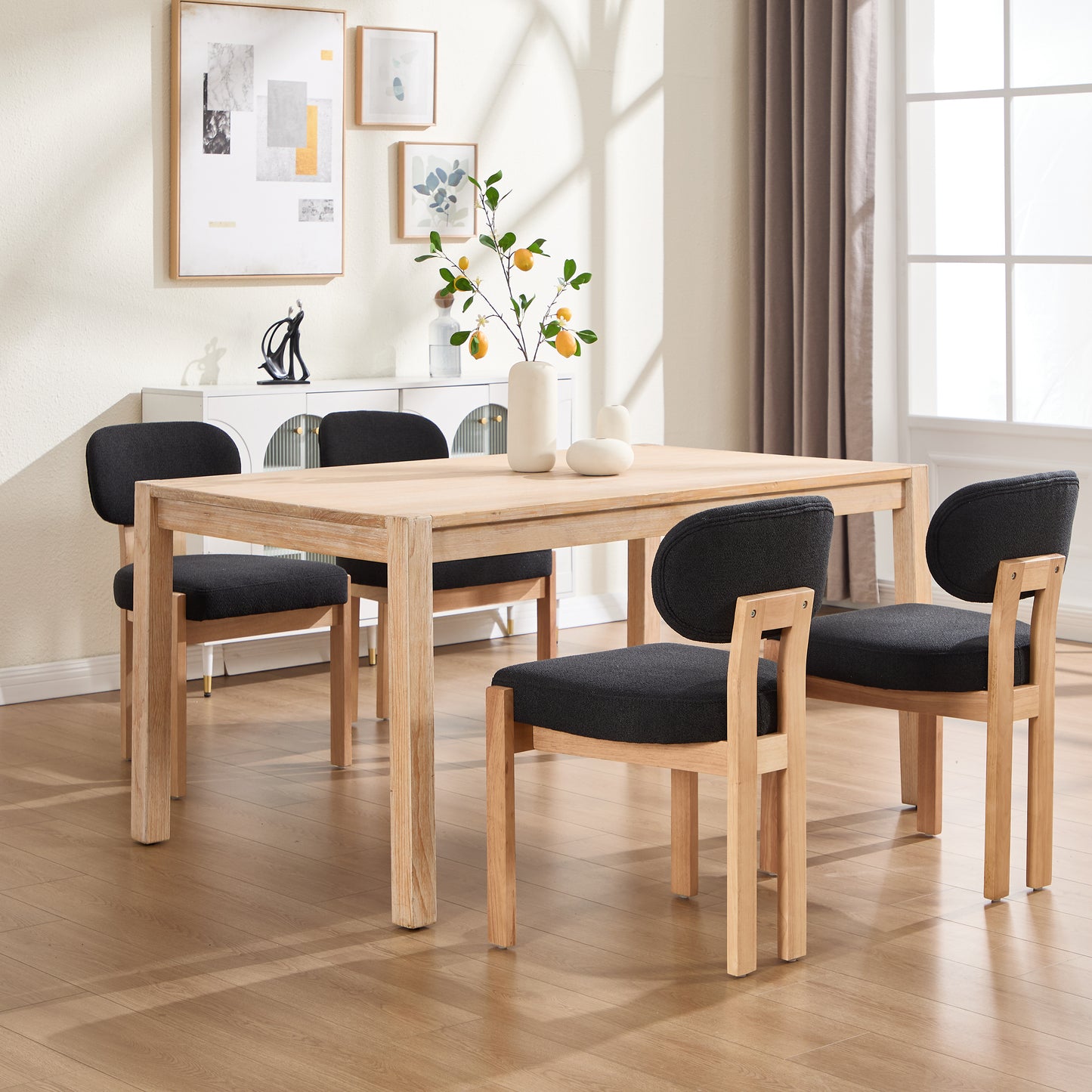 Wooden Dining Chairs Set Of 2, Modern Fabric Upholstered Dining Room Chair Kitchen Chairs, Farmhouse Dinner Chair For Kitchen Dining Room