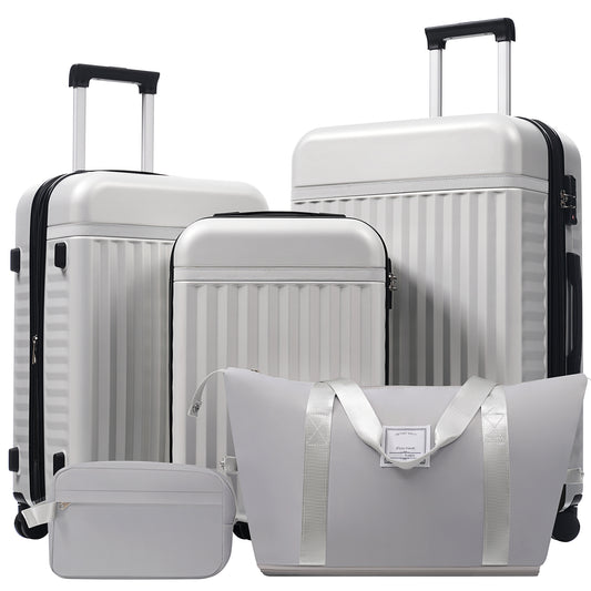Luggage Set 5 Piece, Hardside Carry On Suitcase , Expandable Luggage With Travel Bags Spinner Wheels TSA Lock