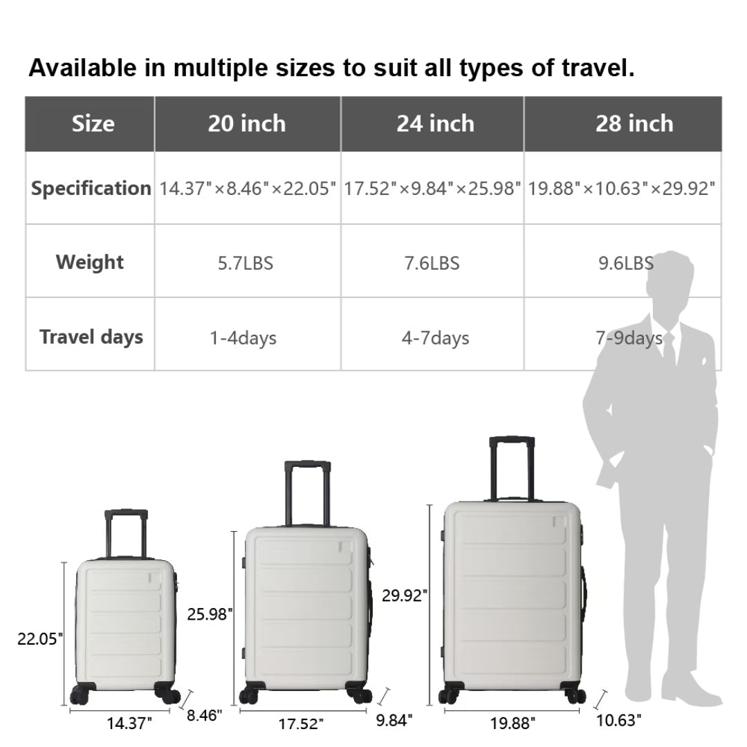 Luggage Sets ABS Hardshell 3pcs Luggage, Lightweight Durable Suitcase Sets Spinner Wheels Suitcase 20-24-28  White