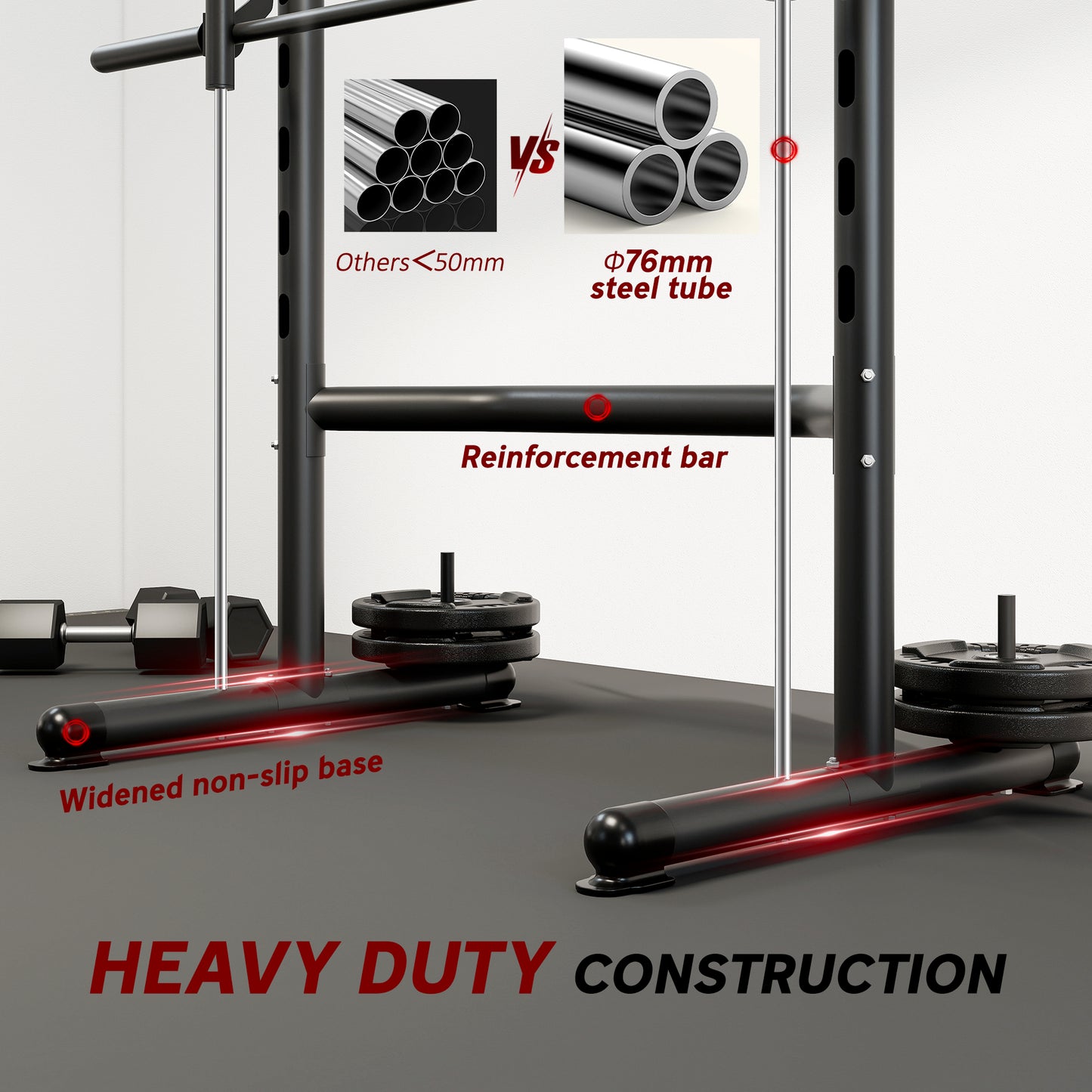 Squat Rack with Pull Up Bar and Barbell Bar Adjustable Bench Press Multi-Function Weight Lifting Half Rack