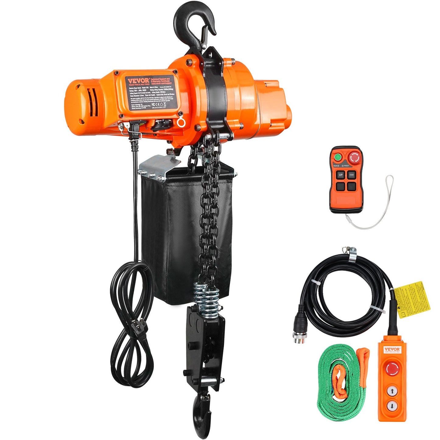 Electric Chain Hoist Single Phase Crane Hoist 2200 Lbs Load 20 Ft Lifting