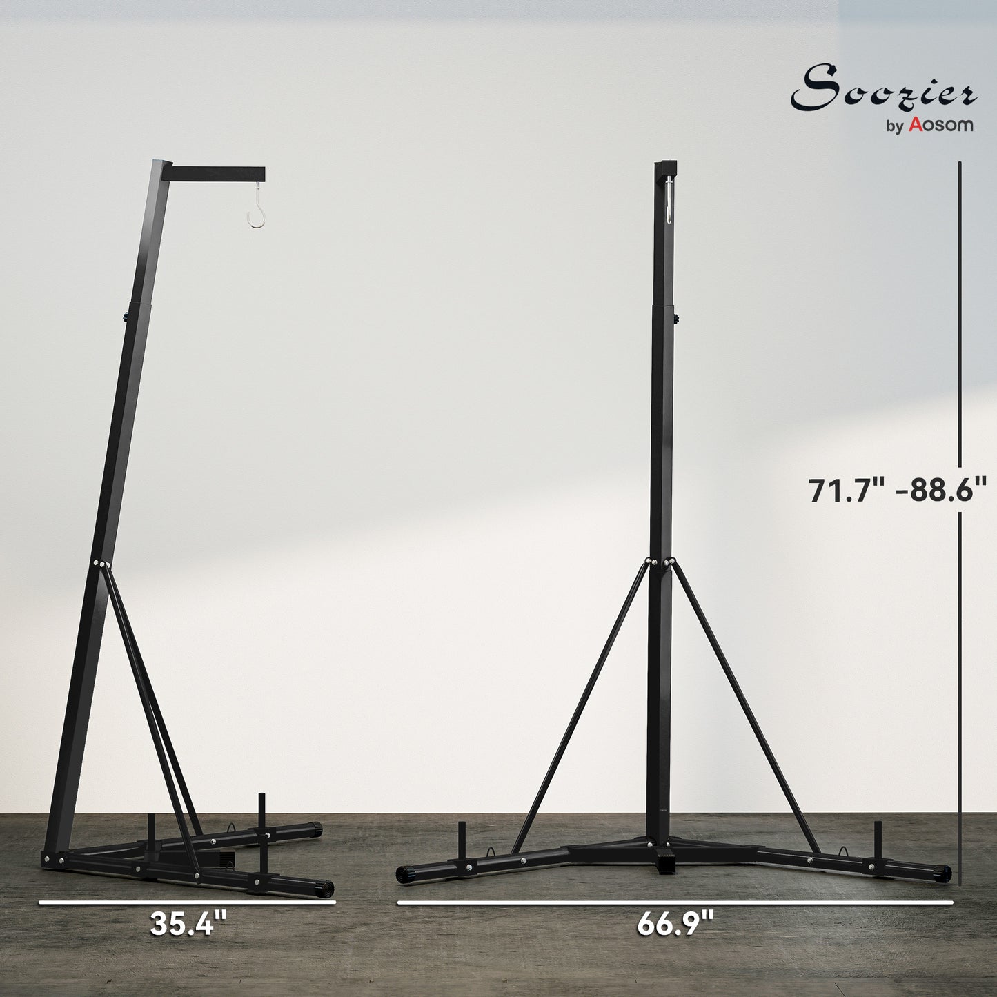 Foldable Punch Bag Stand, Height Adjustable Heavy Bag Stand with Weighted Base, Free Standing for Home Gym, Stand Only