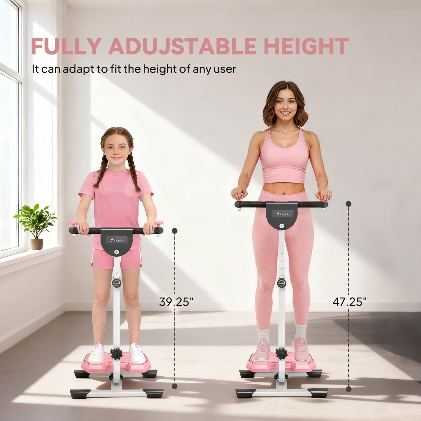 Foldable Ab Twister Board For Waist Trimming With LCD Display, Ab Workout Equipment For Women And Men, Pink