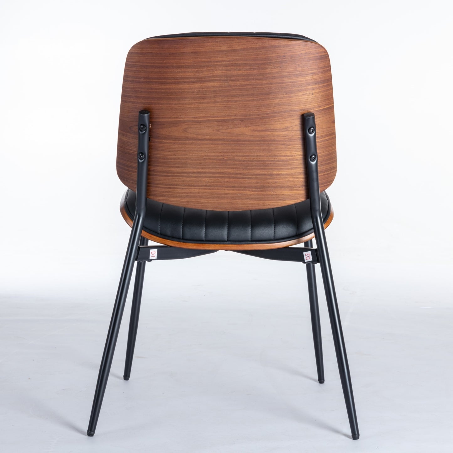 A&A Furniture, Dining Chairs Set Of 2 Mid Century Modern Retro Faux Leather Chair With Walnut Bentwo