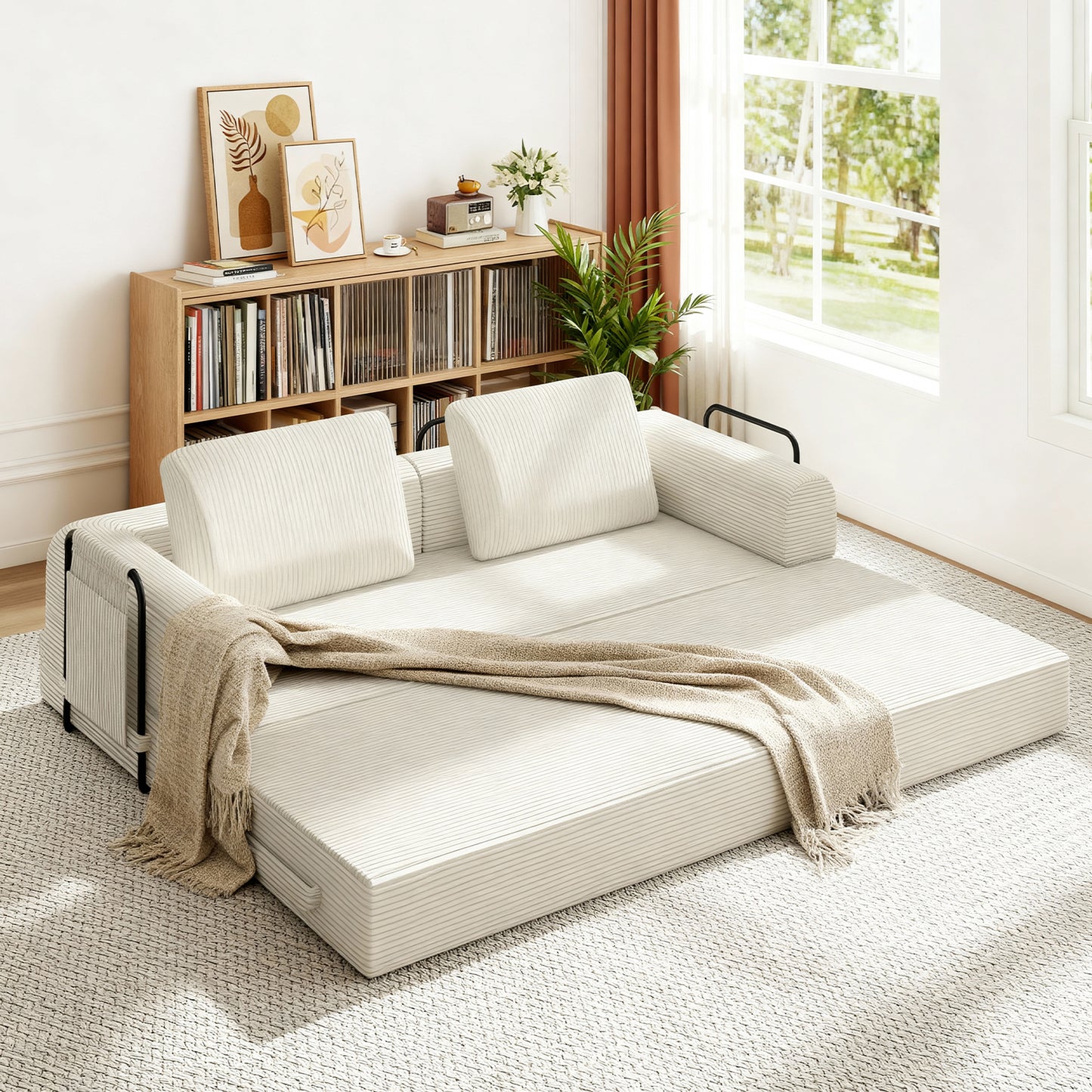 78 Inch Convertible Sleeper Sofa Bed, Futon Boneless Couch Lounge Loveseat With Pull Out Bed, No Assembly Required