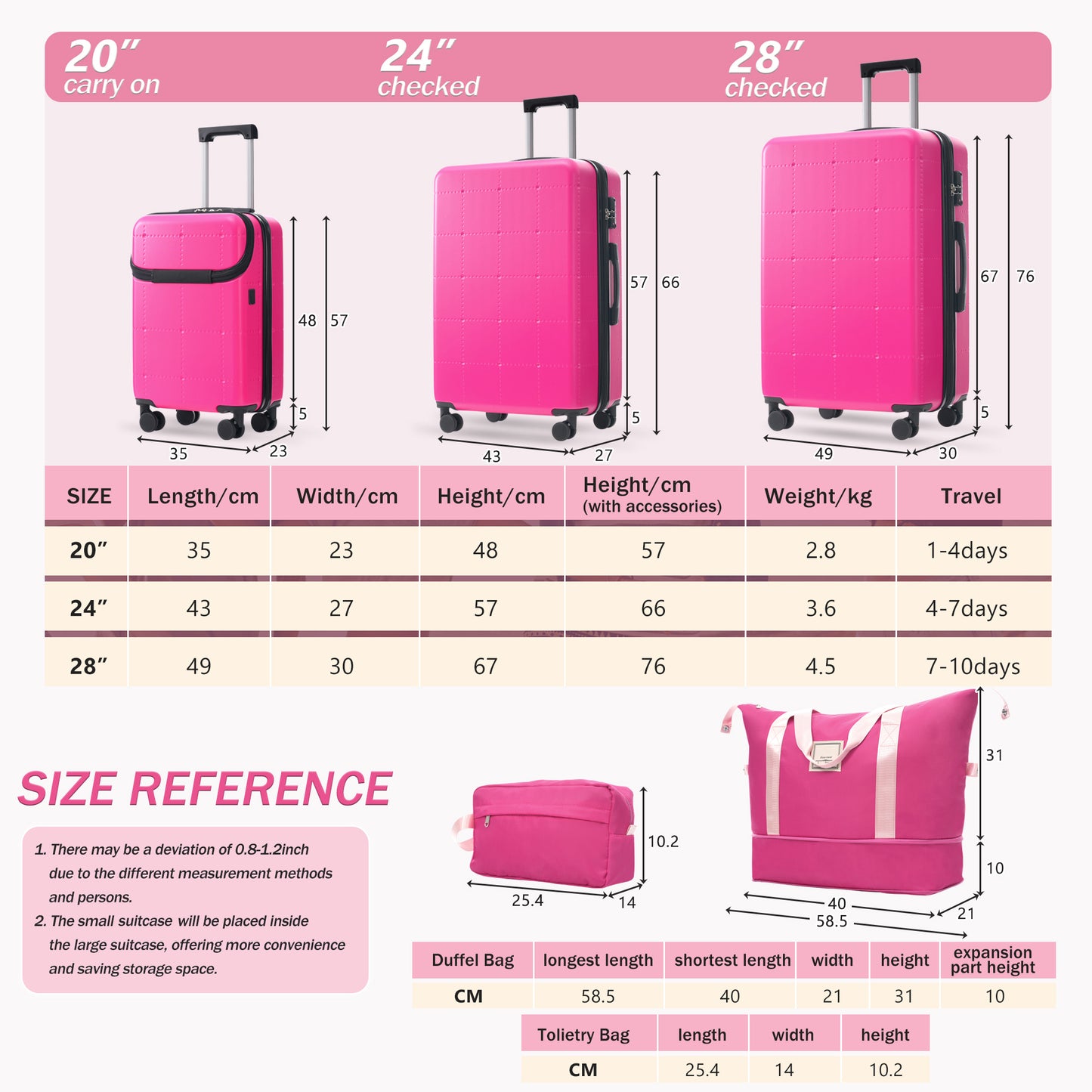Hardside Luggage Set 5 Piece With Bags,20IN Half-opening Carry On Luggage With USB Port, Expandable 24IN 28IN Luggage With Double Spinner Wheels TSA Lock