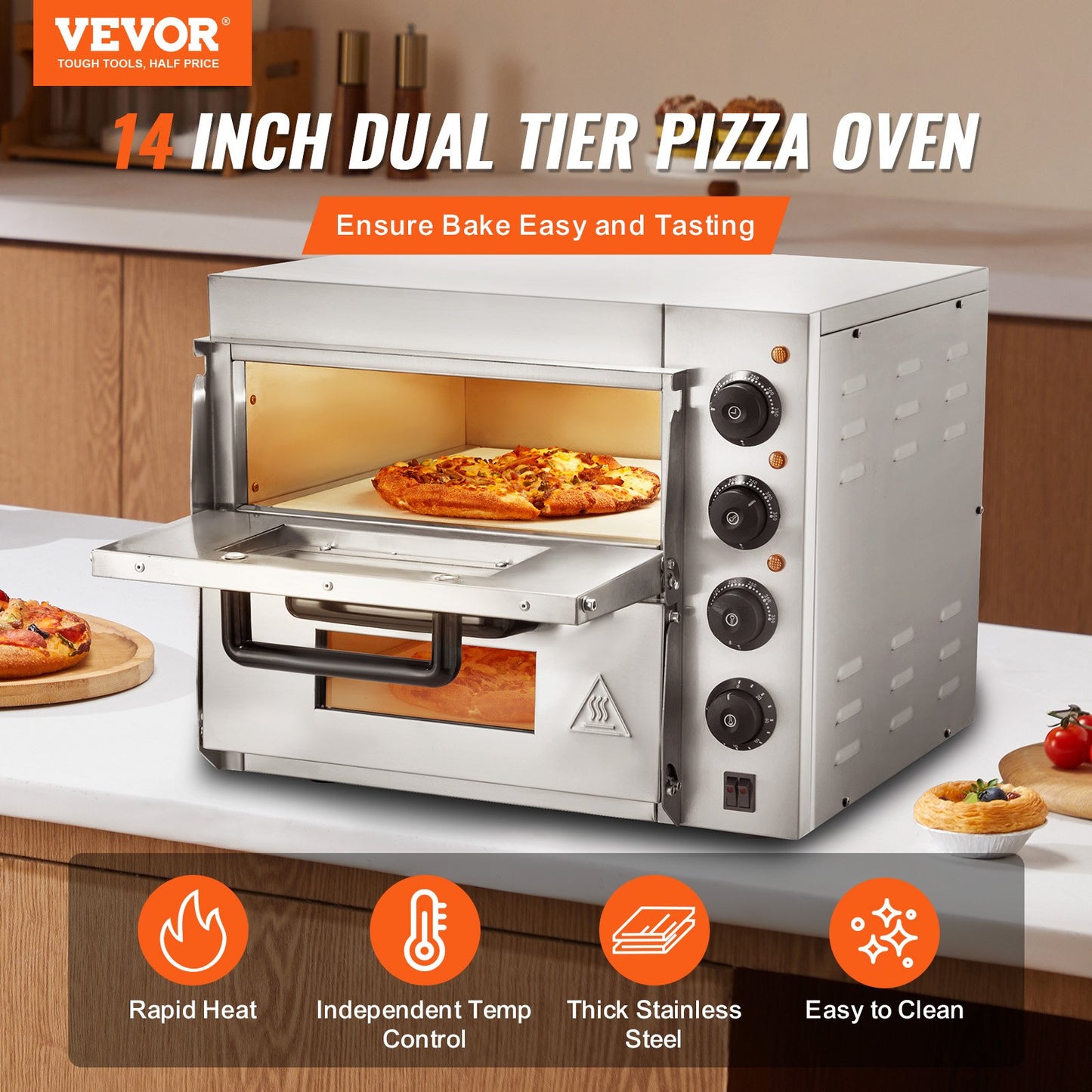 Commercial Countertop Pizza Oven Electric Pizza Oven For 14' Pizza Indoor