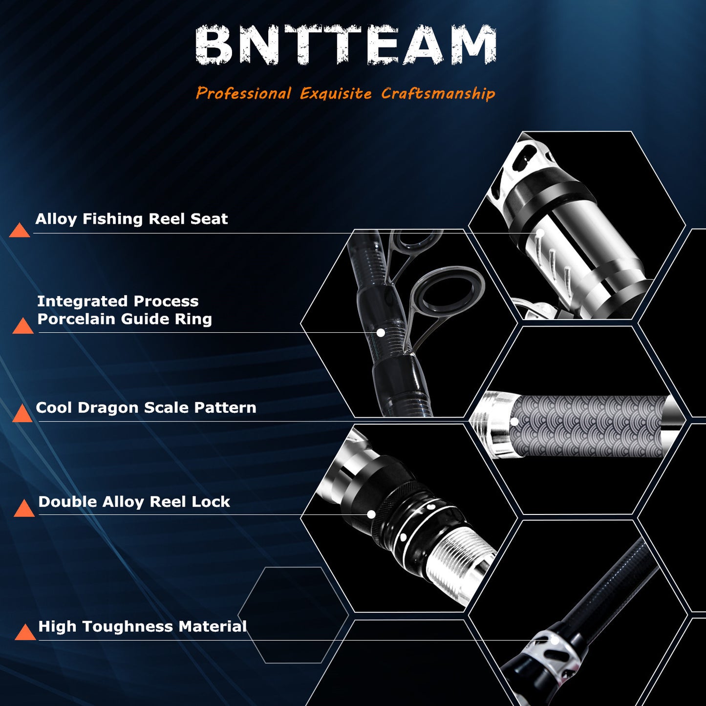 BNTTEAM New Fishing Spinning Reel Rod Combos Carbon Telescop