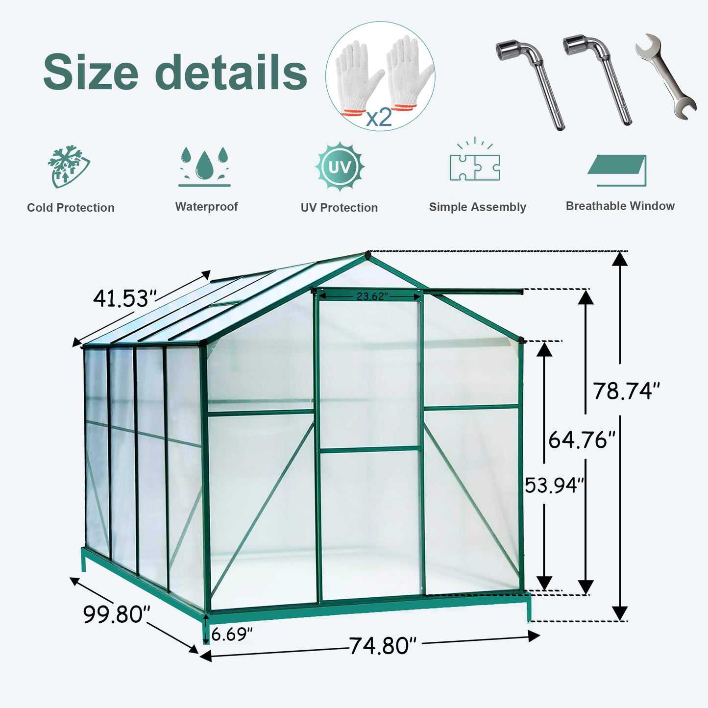 Polycarbonate Greenhouse,6x 8 Heavy Duty Walk-in Plant Garden Greenhouse For  Outdoor