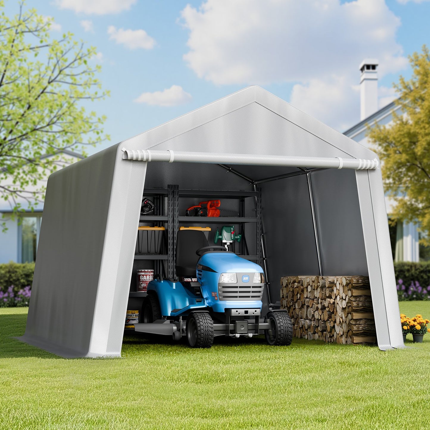 Outdoor Storage Shelter Shed 10x10 Ft Waterproof Portable Canopy Carport Tent