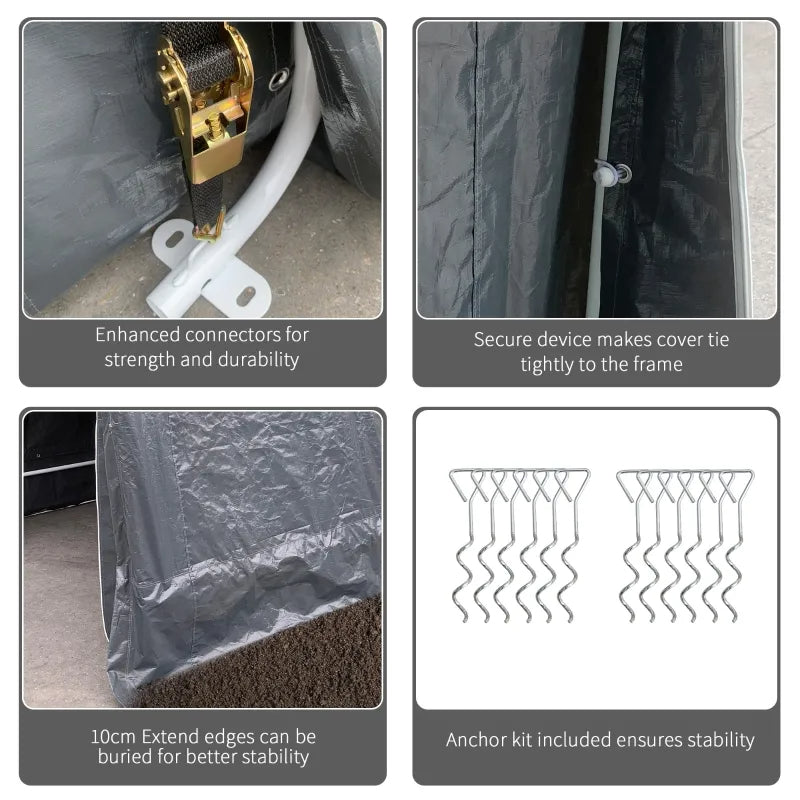 Garden Garage Storage Tent, Metal Frame Bike Shed W Zipper Doors