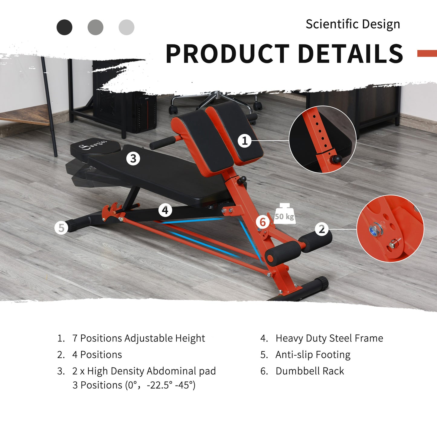 Adjustable Hyper Extension Dumbbell Weight Bench
