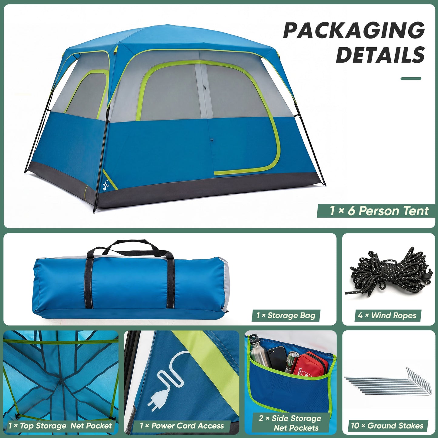 6-person Waterproof And Windproof Family Camping Tent, With Spacious Interior, Easy-to-install Double-layer Tent, Featuring Mesh Windows And Skylights