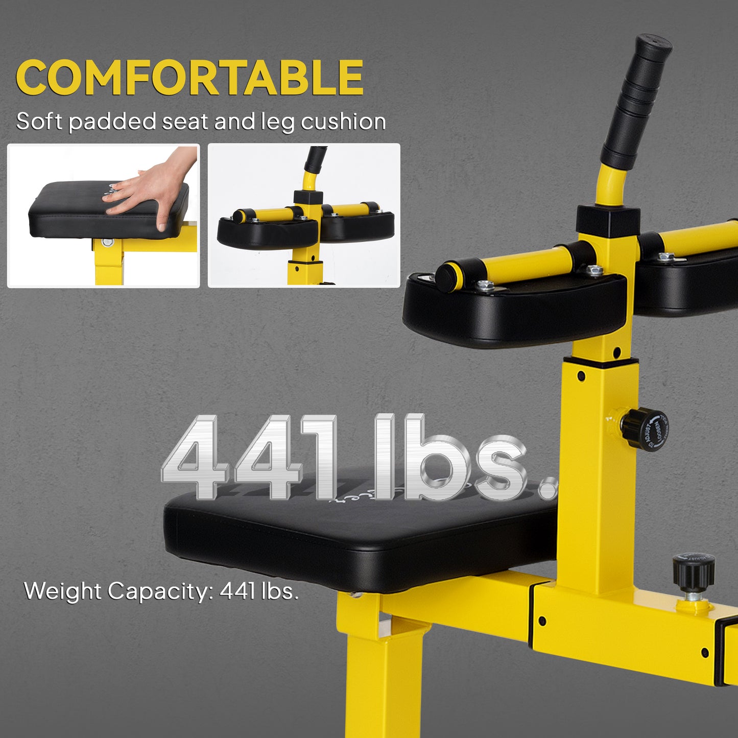 Adjustable Steel Seated Calf Raise Exercise Strength Training Gym Equipment, Yellow