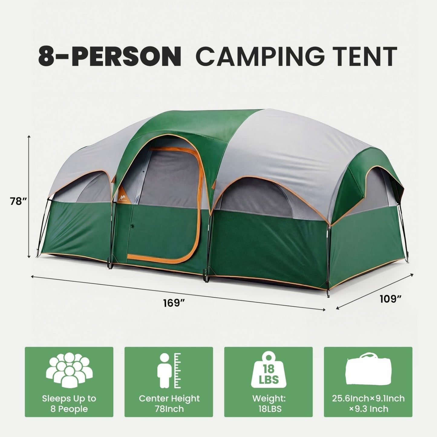 Camping Tent, Waterproof Windproof Dome Tent, Multi-Directional Ventilation, 5 Min Quick Setup, For Family Outdoor, Backpacking, Hiking
