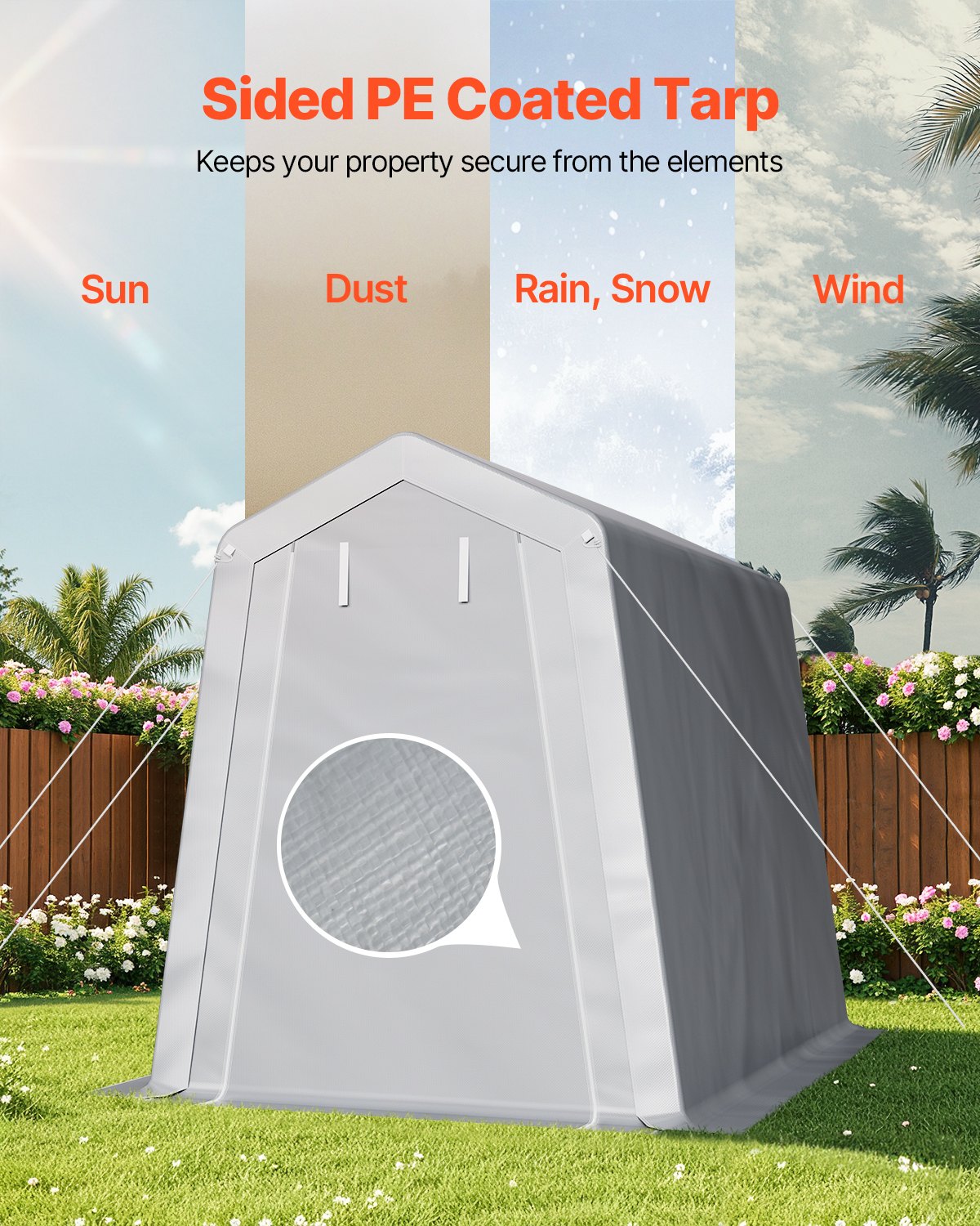 Outdoor Storage Shelter Shed 6x8 Ft Waterproof Portable Canopy Carport Tent