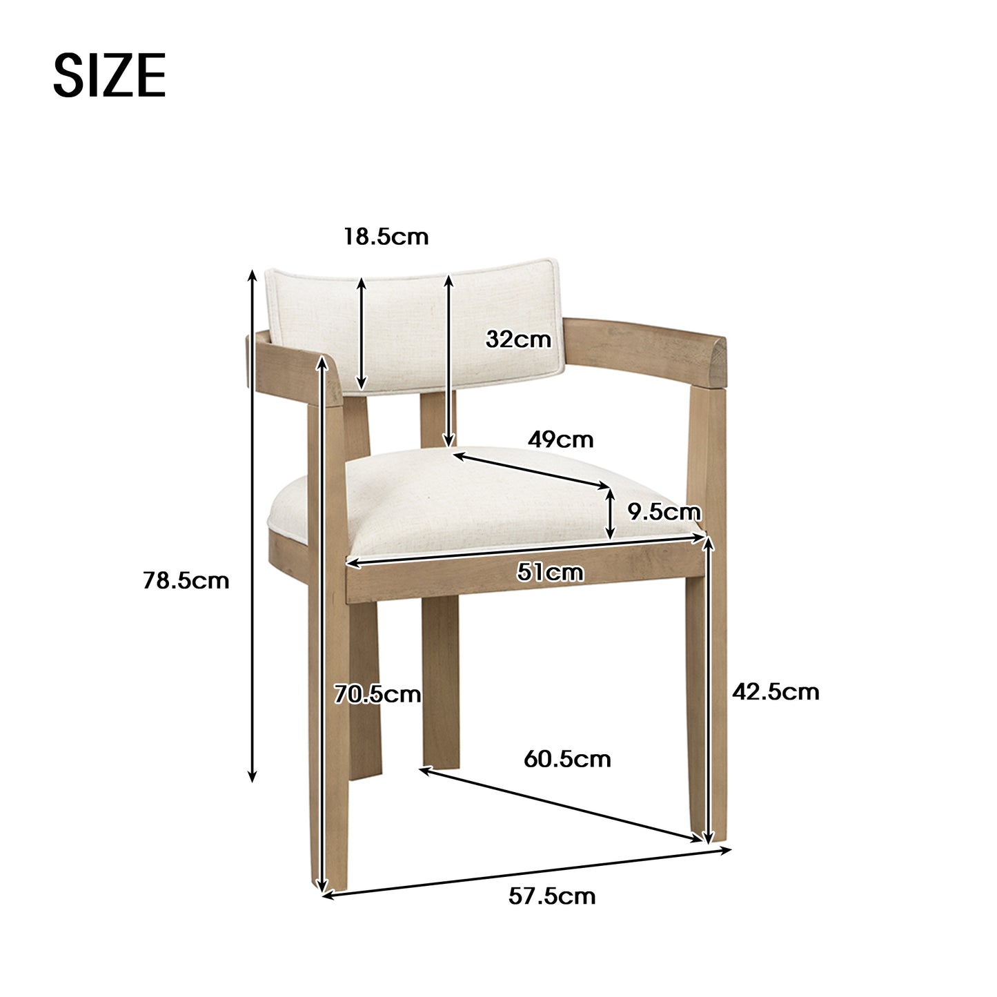 Set Of 2, Solid Wood Chairs, Dining Chairs, Suitable For Homes, Restaurants, Living Rooms, And Cafes, Linen, Natural Color