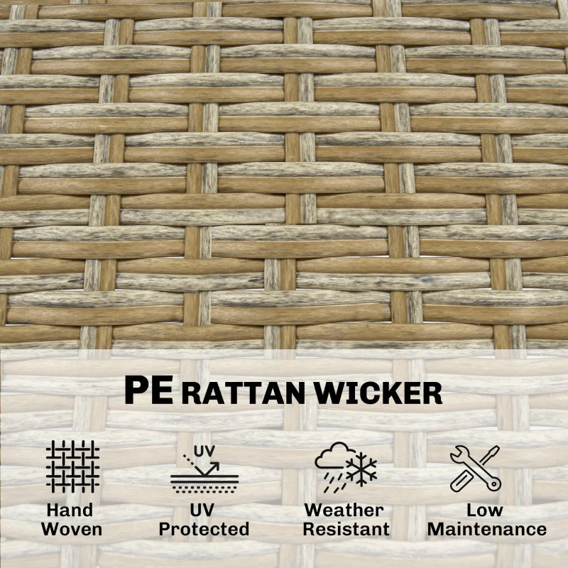 5 Piece Wicker Outdoor Bar Set, Acacia Wood Outdoor High Top Table And Chairs With 3 Tier Shelves, Cushions, Brown
