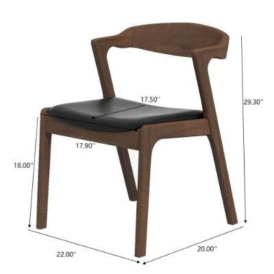Dakota Solid Wood Black Leather Dining Chair Set Of 2