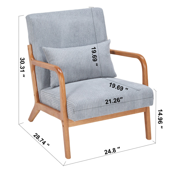 Mid-Century Modern Accent Chair, Arm Chair Living Room Chairs With Pillow Upholstered Reading Chair With Solid Wood Frame & Living Room Bedroom Balcony