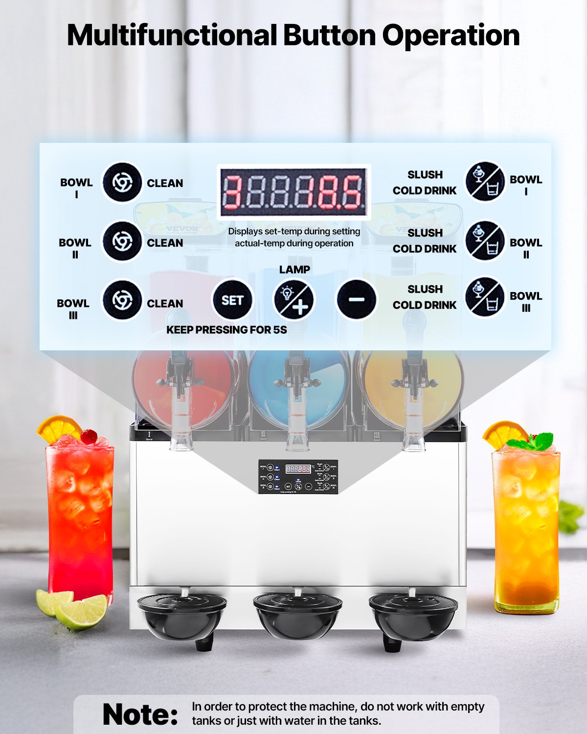 Commercial Slushy Machine 15Lx3 Tank Margarita Smoothie Frozen Drink Maker
