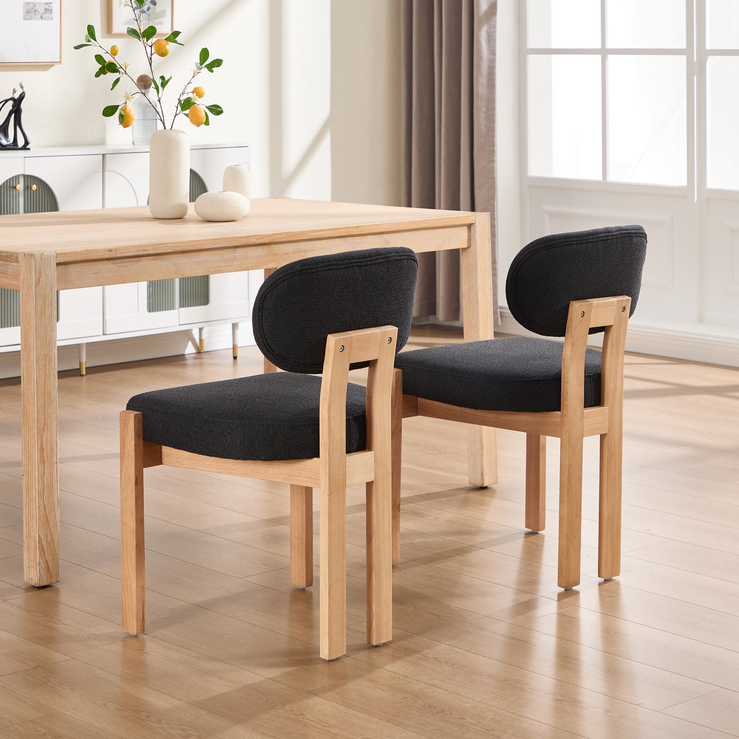 Wooden Dining Chairs Set Of 2, Modern Fabric Upholstered Dining Room Chair Kitchen Chairs, Farmhouse Dinner Chair For Kitchen Dining Room