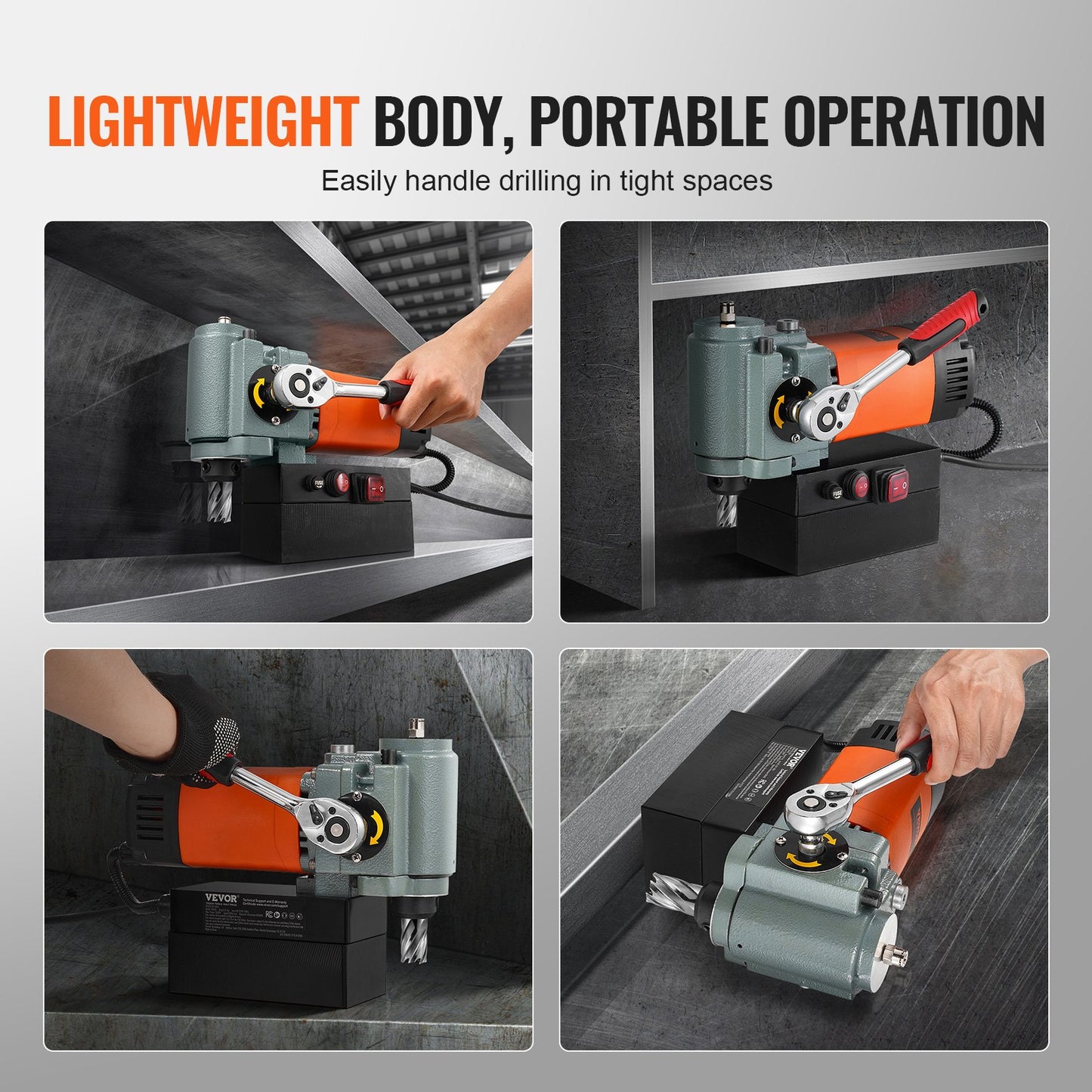 Magnetic Drill Press 1300W Low Profile Mag Drill Light Weight Portable