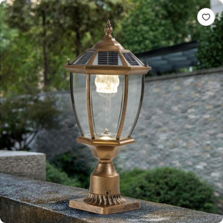 20 Golden Solar Powered LED Outdoor Lantern, Vintage Garden Light With Elegant Glass Design For Pathways, Yards, And Patios 1-Pack
