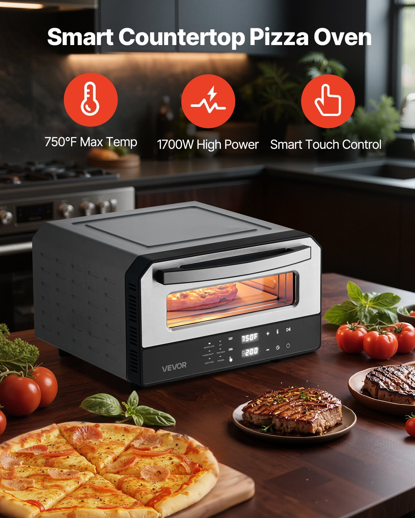 12 Inch Electric Pizza Oven With Pizza Stone 750F Max Temp Pizza Maker