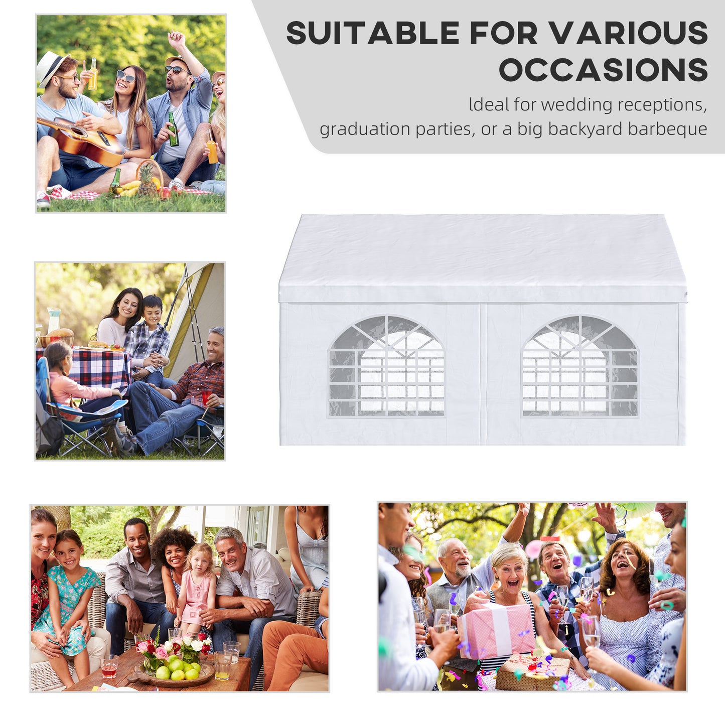 13 x 16.5 ft Heavy Duty Party Tent Outdoor Gazebo Wedding Tent Event Shelter Carport BBQ with Removable Sidewalls & Windows, Outside Waterproof Canopy for Parties, White